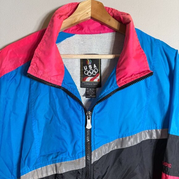 Vintage USA Olympics 1996 Full Zip Windbreaker Jacket Men's XL Reflective Retro - Picture 5 of 13